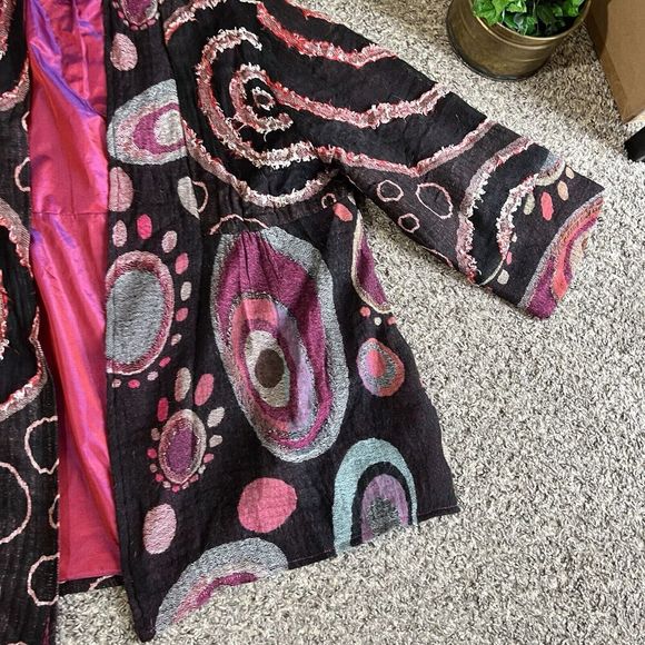 ANU cardigan sweater jacket 100% wool lagenlook hippie Boho Artsy Gypsy XL - Picture 4 of 7